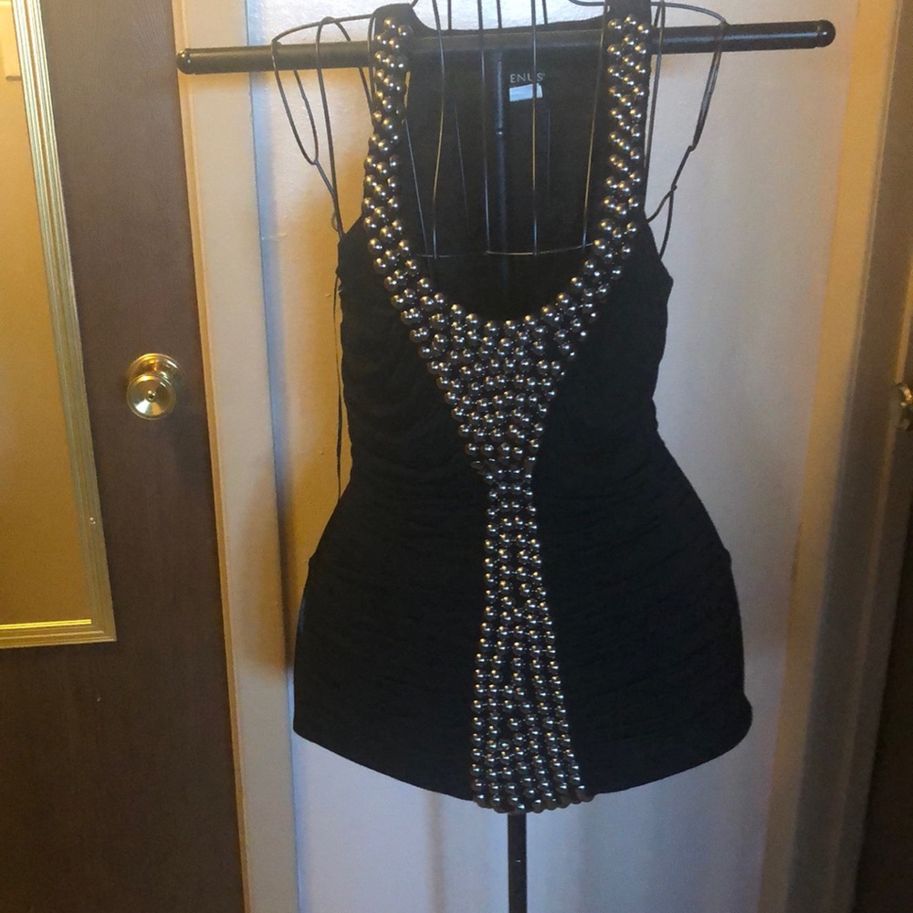 Black studded evening top